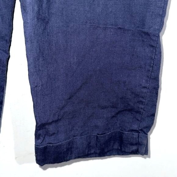 Ellen Tracy Linen Cropped Pants M Elastic Waistband - Picture 5 of 10